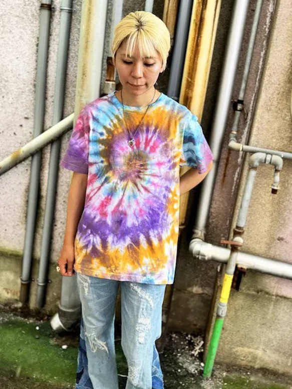 タイダイ染め Tシャツ　Mサイズ　カラフル　スパイラル　Hippies Dye HD21-90