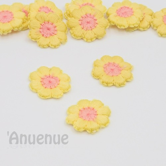 お花の刺繍パーツ18mm 【Yellow / イエロー】5個