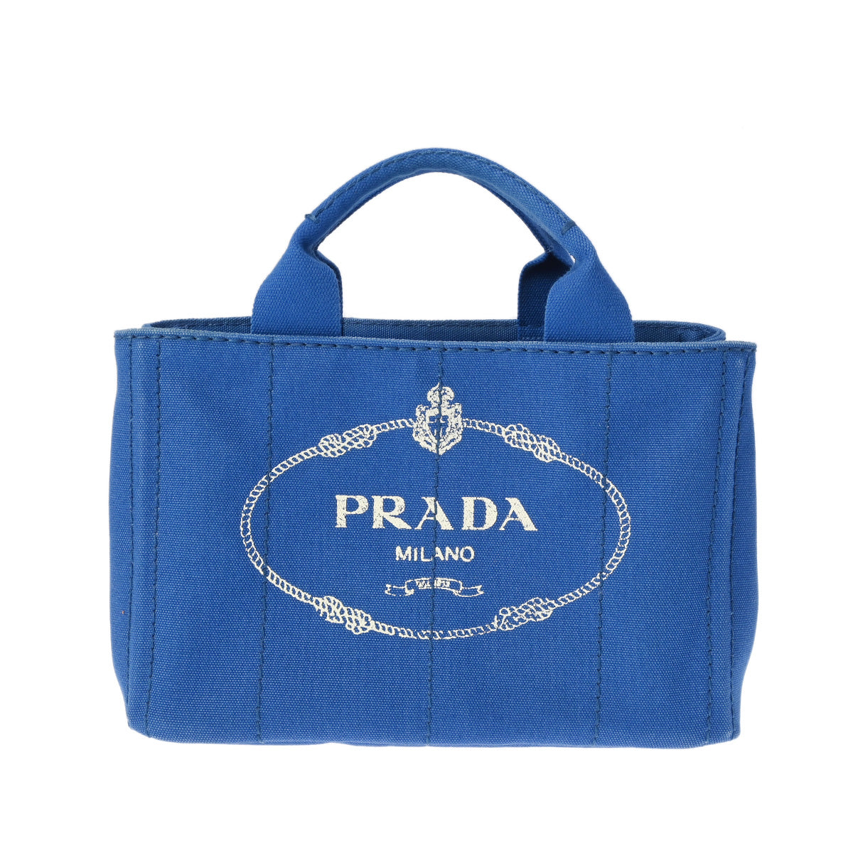 PRADA プラダ カナパミニ ブルー ゴールド金具 BN2439 レディース キャンバス ハンドバッグ Bランク 中古 