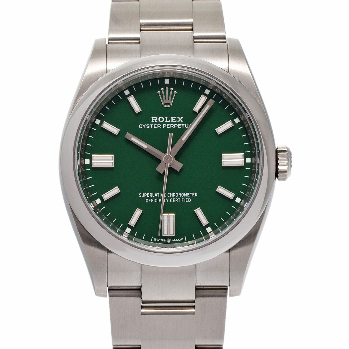 ROLEX ロレックス オイスターパーペチュアル 36 2023年3月 126000 メンズ SS 腕時計 自動巻き グリーン文字盤 Aランク 中古 