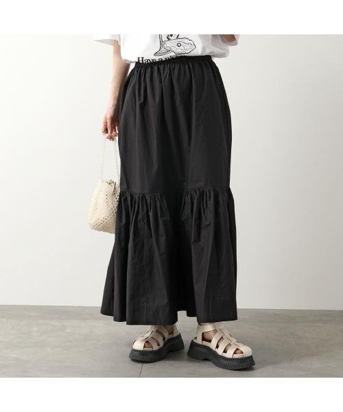 GANNI ロングスカート Cotton Poplin Maxi Flounce Skirt