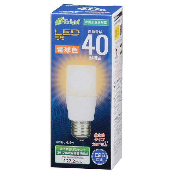 オーム電機 LED電球 E26口金 全光束560lm(4．4W T形 全方向タイプ) 電球色相当 LDT4L-G AG20