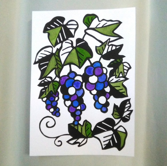 【切り絵】原画　A5サイズ　grapes