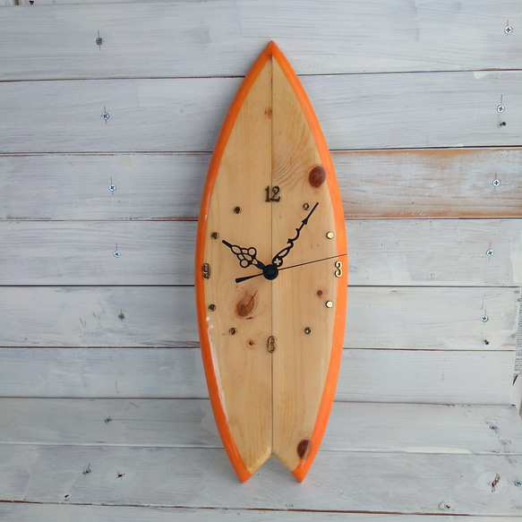 SURFBOARD Clock　スワローテール　オレンジ