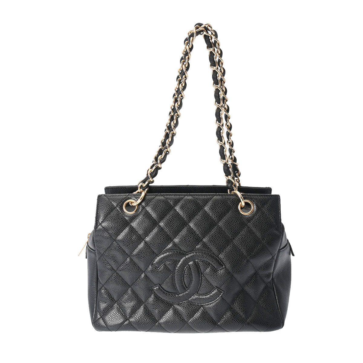 CHANEL シャネル PTT プチタイムレストート 黒 ゴールド金具 A18004 レディース キャビアスキン ハンドバッグ Aランク 中古 