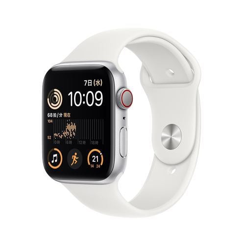 【台数限定】アップル(Apple) MNQ23J/A AppleWatch SE (GPS+Cellularモデル) 44mmシルバーアルミニウムケースとホワイトスポーツバンド レギュラー