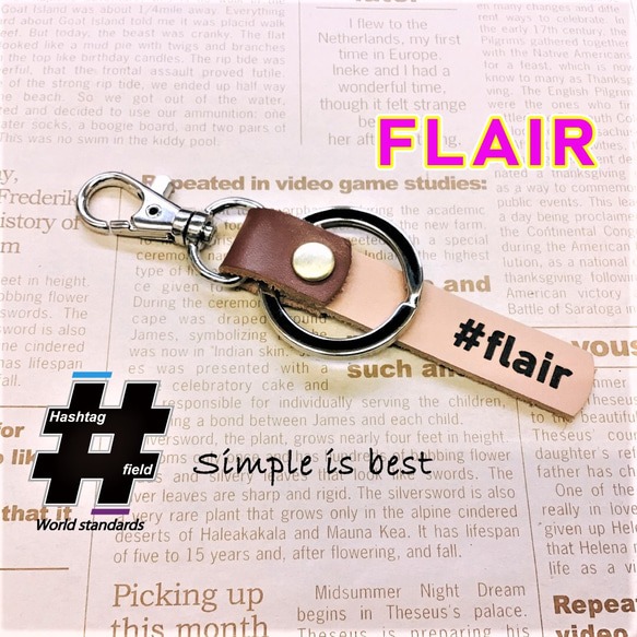 #FLAIR 本革ハンドメイドハッシュタグチャームキーホルダー フレア マツダ