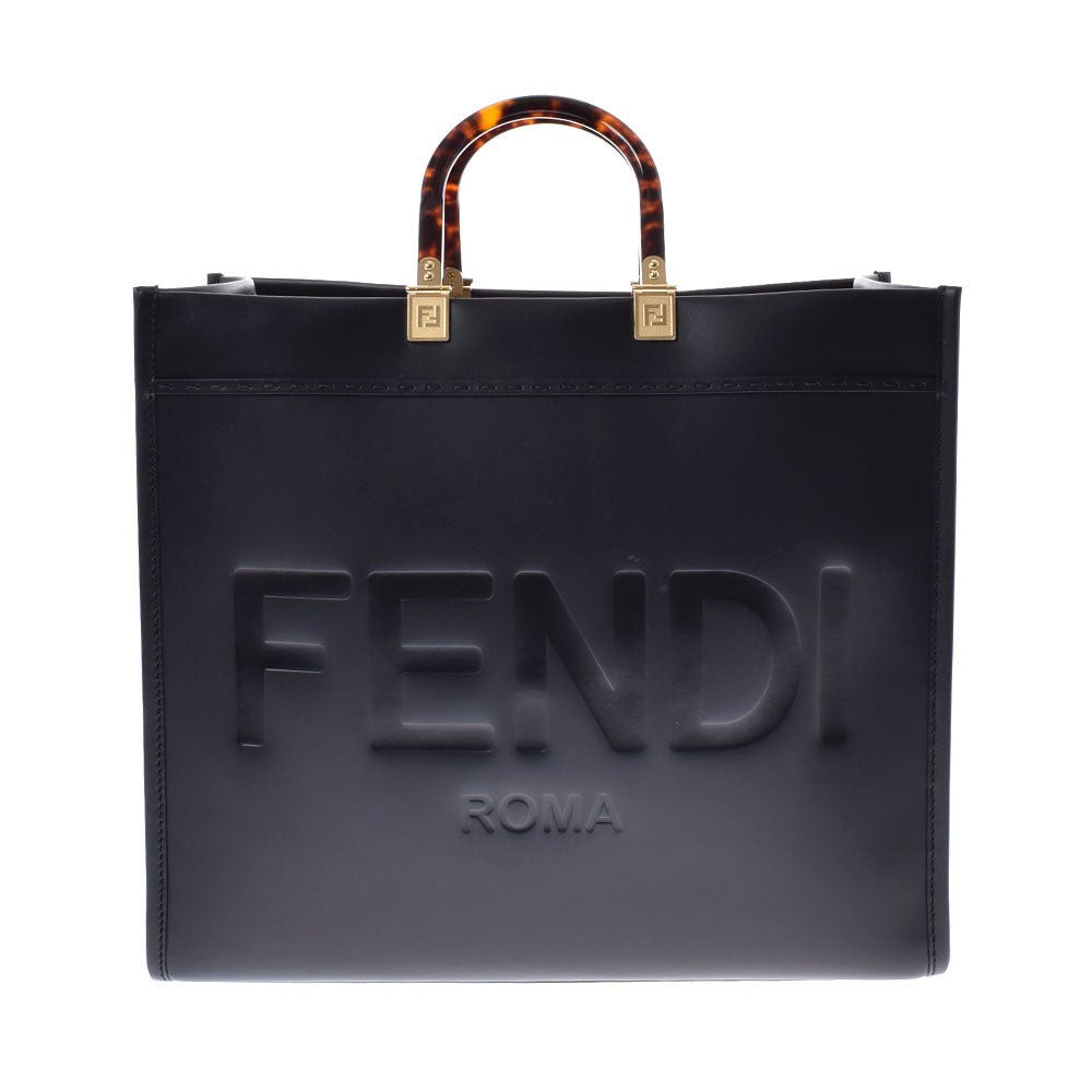 FENDI フェンディ サンシャイン ラージ 黒 ゴールド金具 8BH372 レディース カーフ ハンドバッグ 未使用 