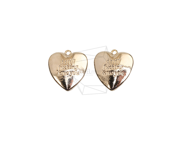 PDT-2790-G【2個入り】ハートペンダント /Heart Pendant/16.8mm X 17mm