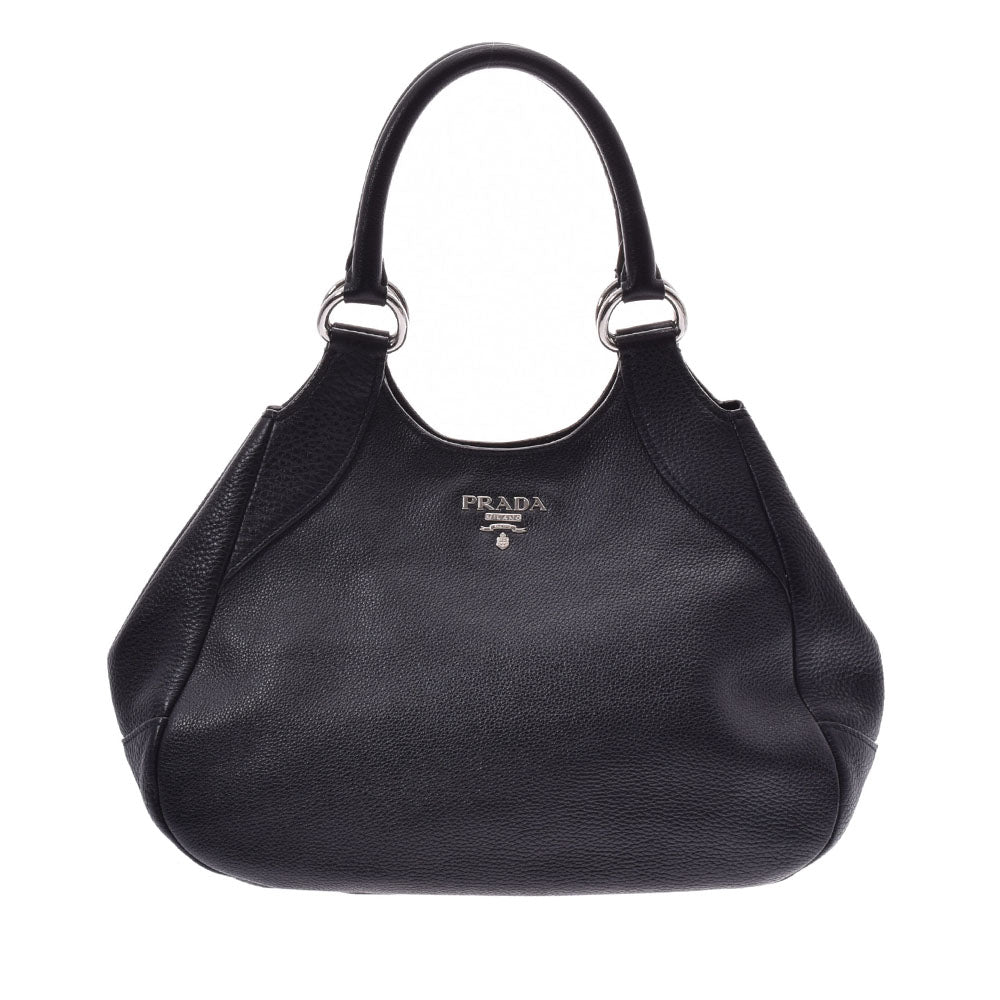 プラダ  黒 シルバー金具 レディース レザー ショルダーバッグ  PRADA 中古