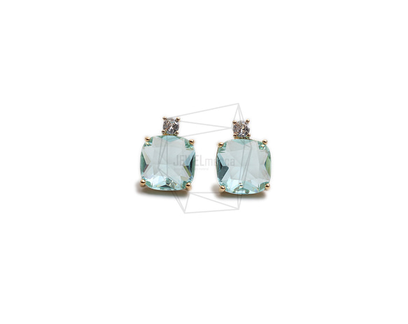 ERG-2298-G【2個入り】スクエアガラスピアス,Square Glass Post Earring