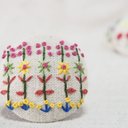 刺繍ブローチ サンプラー　ヘアゴム可 くるみボタン　送料無料