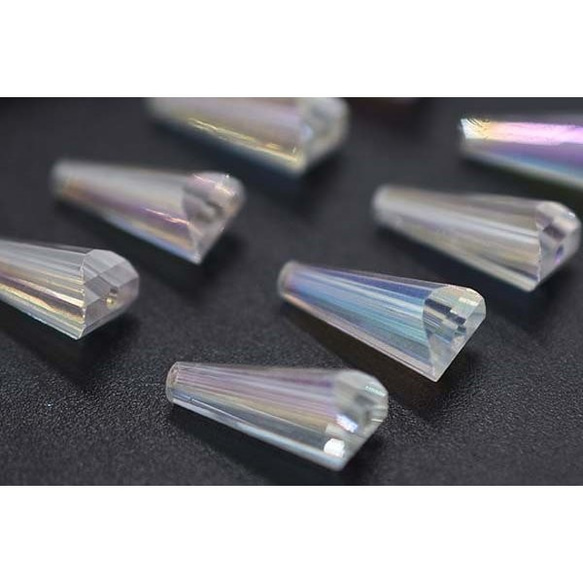 B053-20-1 60個 メッキガラスビーズ ホーン型 6×13mm アクセサリー 1クリスタ 3×【20ヶ】