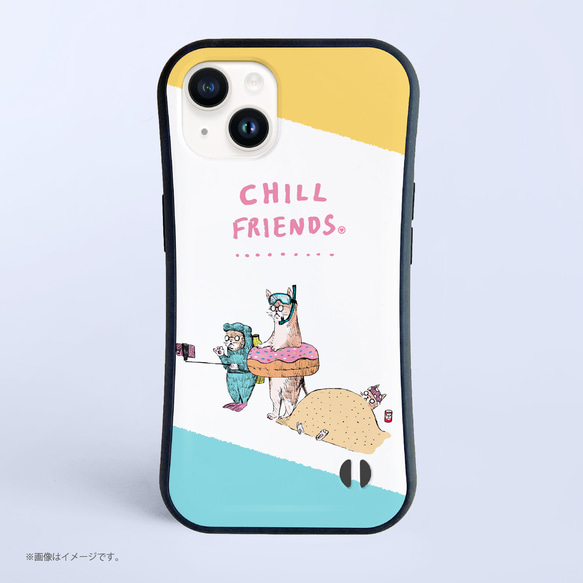 「CHILL FRIENDS_海ネコたち」耐衝撃グリップiPhoneケース