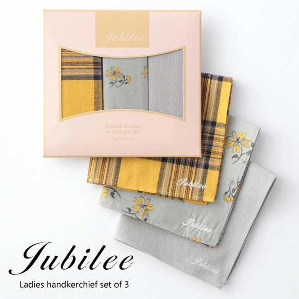 Jubilee レディース コットン ハンカチーフ チェック 3点セット jubileesquarel-set004