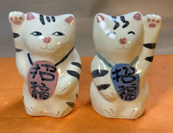 陶器で作った「招き猫セット」