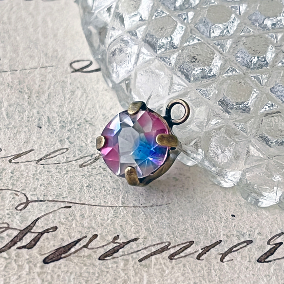 Glass Pendant Round 約11mm×8mm [PDT-726]＊1個＊Vintage＊