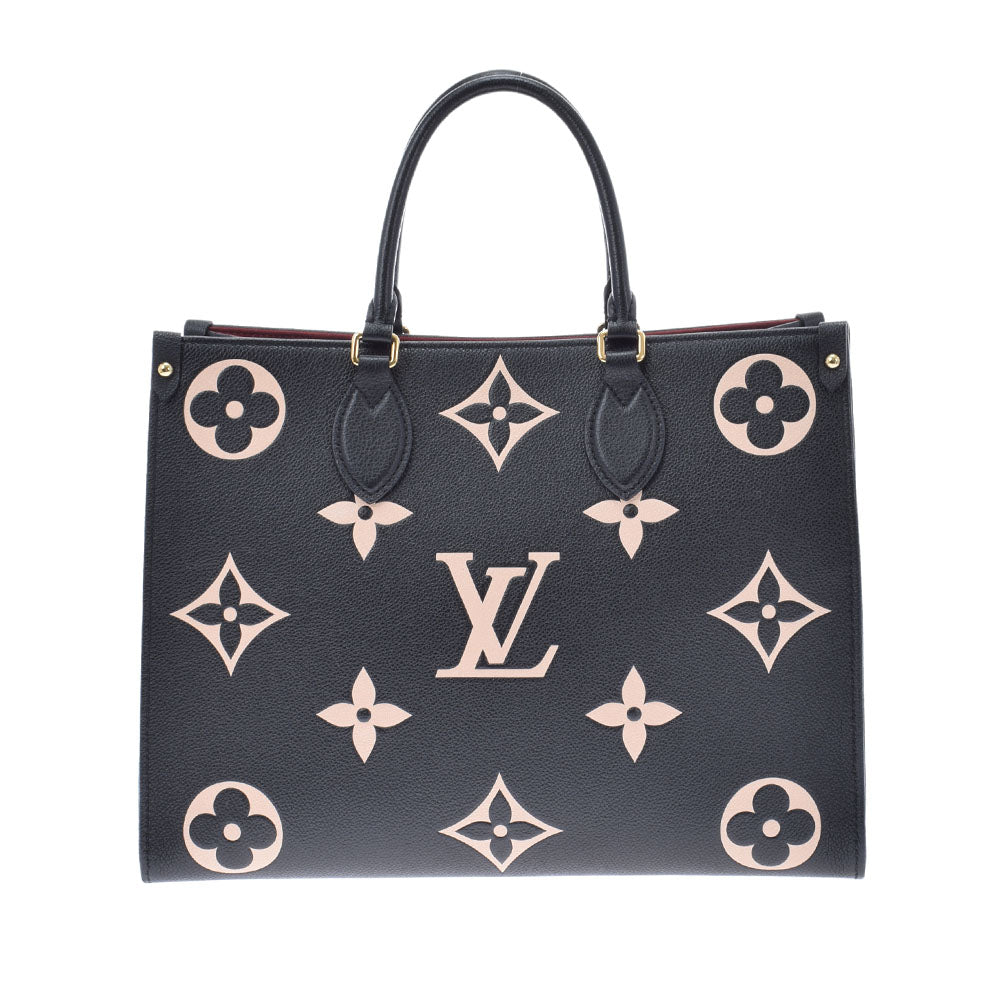 LOUIS VUITTON ルイヴィトン モノグラム アンプラント オンザゴーMM 2WAY 黒/ベージュ M45595 レディース レザー トートバッグ ABランク 中古 