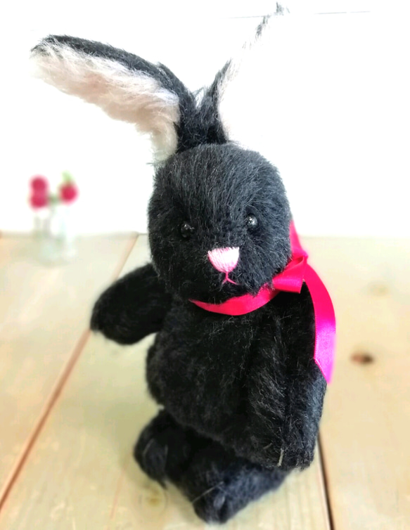 黒うさぎ☆アンティークのようなモヘア　20cm　テディラビット