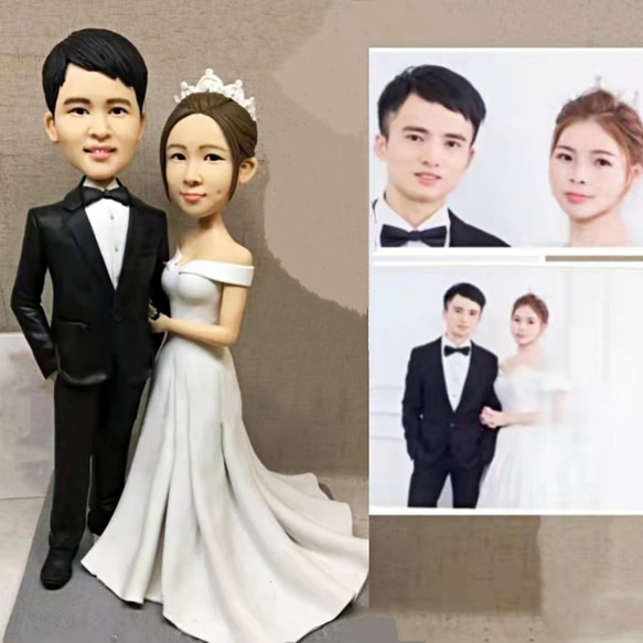 オーダーメイド お写真入から 3D 肖像画 似顔絵 人形 フィギュア 結婚祝い・周年記念日 夫婦 カップル  両親贈呈品