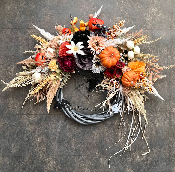 No.wreath-15468/ハロウィンリース22-(5) クモの巣42x45cm/アーティフィシャルフラワー造花