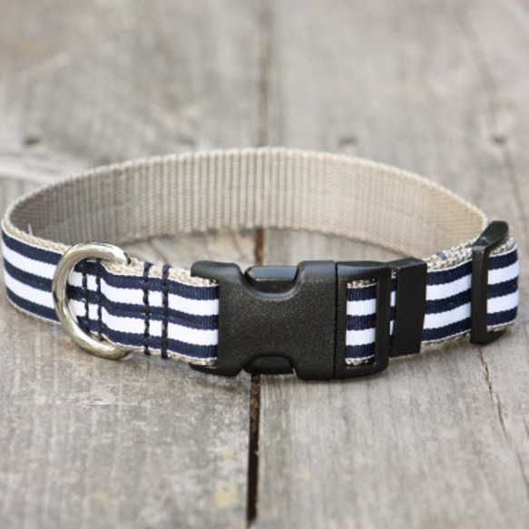 犬首輪 幅1.9㎝～2.5㎝ Mod Stripe Navy