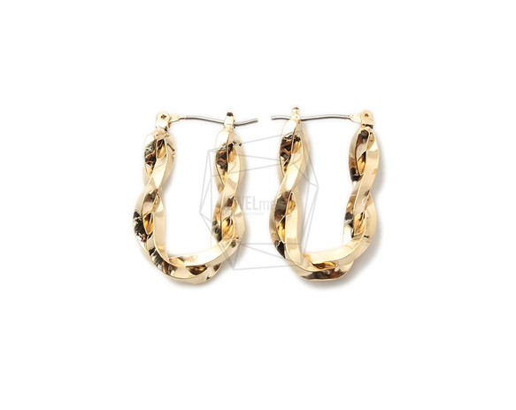 ERG-1383-G【2個入り】ツイストUシェイプピアス,Twisted U Shape Post Earrings