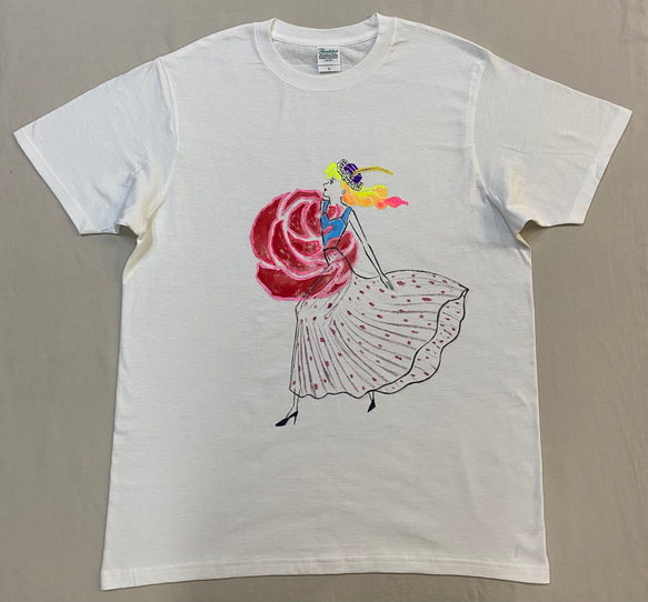 Dress T 手書きファッションイラスト　獅子座  ライトTシャツ 薄手　Lサイズ