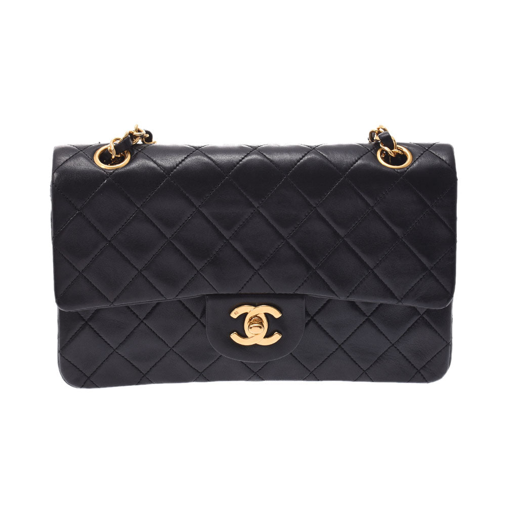 CHANEL シャネル マトラッセ チェーンショルダーバッグ 23cm 黒 ゴールド金具 レディース ラムスキン ショルダーバッグ Bランク 中古 