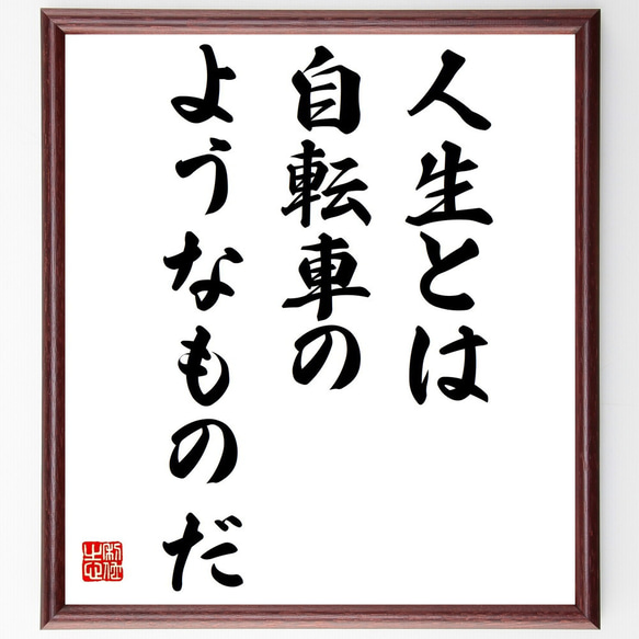 アインシュタインの名言「人生とは自転車のようなものだ」額付き書道色紙／受注後直筆（Z2798）