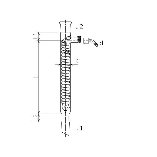 旭製作所 セミ・ミクロ ジムロート冷却器 ウォーターコネクター仕様 19/22 120mm 3442-120W-3M 1個 65-1838-53（直送品）