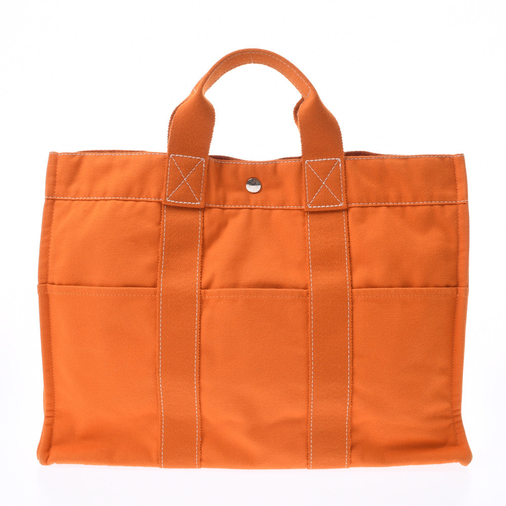 HERMES エルメス ドーヴィルMM 2003年 フレンチフェスティバル限定 オレンジ ユニセックス キャンバス トートバッグ Aランク 中古 