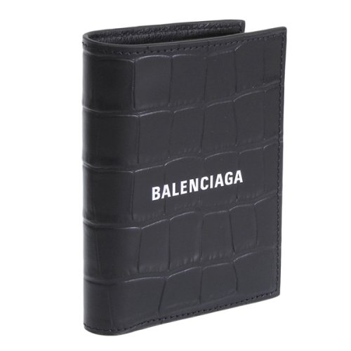 BALENCIAGA バレンシアガ CASH キャッシュ バーティカル クロコ 二つ折り 財布 レザー