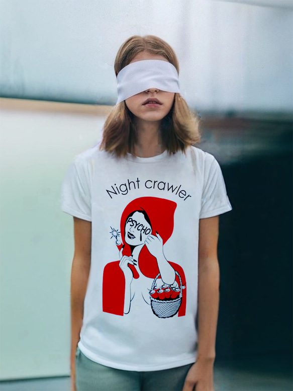 Night crawler　（ ポップでキッチュなホワイト Tシャツ ）【 シルクスクリーン 】