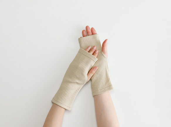 【WOMEN】organic cotton rib wrist cover