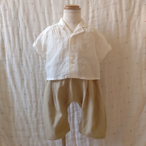 COTTON LINEN タックサルエルパンツ *ベージュ*　size 80