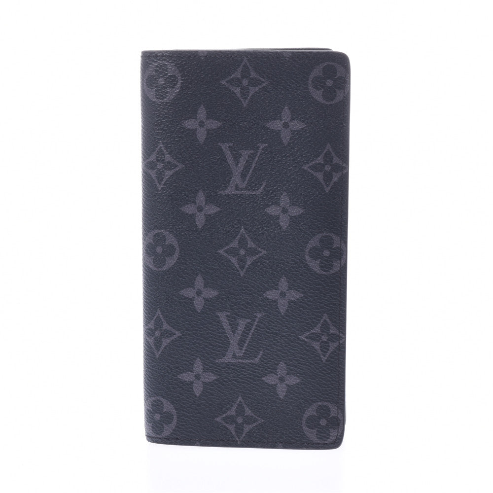 LOUIS VUITTON ルイヴィトン モノグラム エクリプス ポルトフォイユ ブラザ 黒/グレー M61697 メンズ 長財布 Aランク 中古 