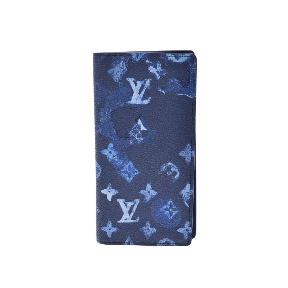 LOUIS VUITTON ルイヴィトン モノグラム ウォーターカラー ポルトフォイユブラザ ネイビー系 M80465 メンズ レザー 二つ折り財布 ABランク 中古 