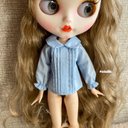 Blythe 服　フリル長袖ブラウス　青色　翌日発送