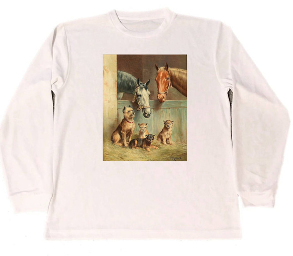 カール・ライヒュルト　ドライ　Tシャツ　名画　絵画　アニマル　アート　動物　グッズ　馬　サラブレッド　犬　乗馬　競馬