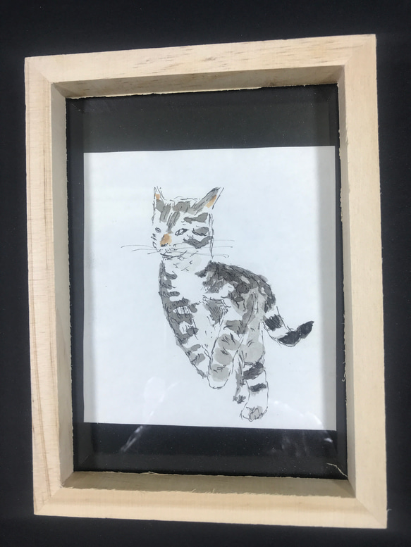 水彩画　原画　　猫　　送料込み