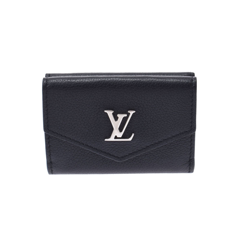 LOUIS VUITTON ルイヴィトン ポルトフォイユ ロックミニ 黒 M63921 レディース レザー 三つ折り財布 ABランク 中古 