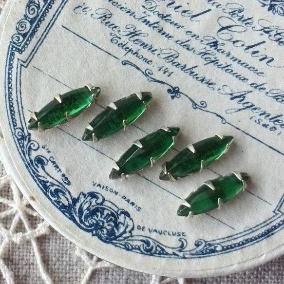 Rose Montee Emerald Marquise 11x4mm [SO-033]＊5個＊Vintage