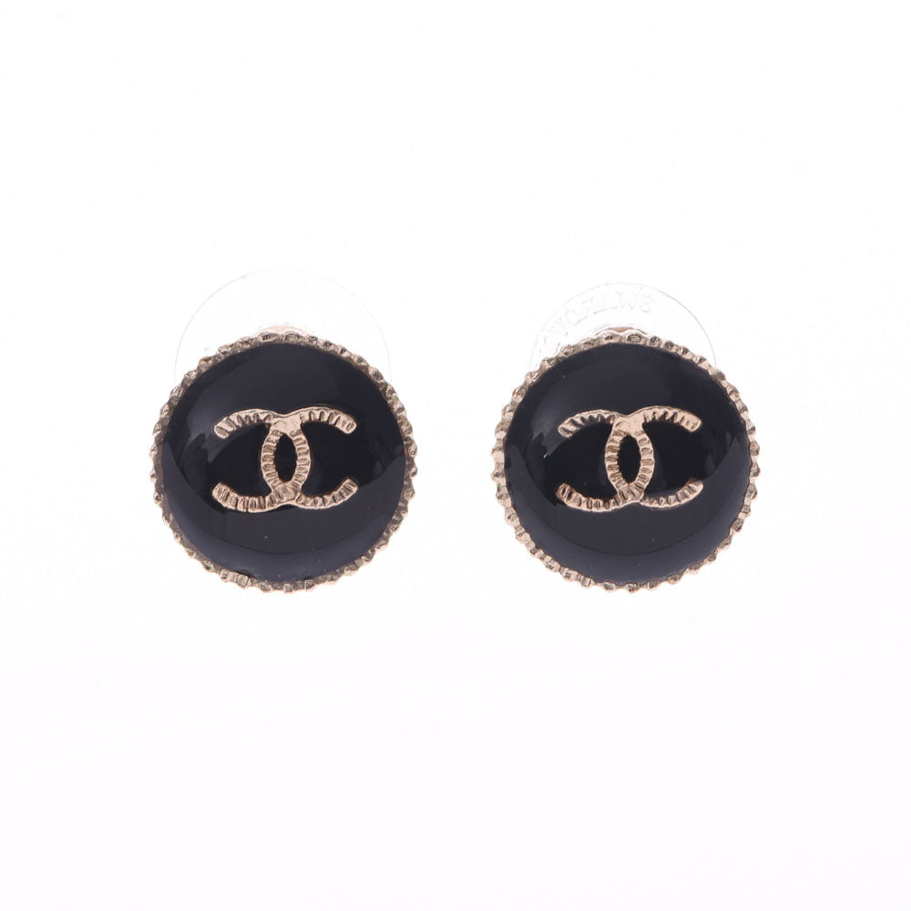 CHANEL シャネル ココマーク 18年モデル 黒 レディース GP ピアス Aランク 中古 