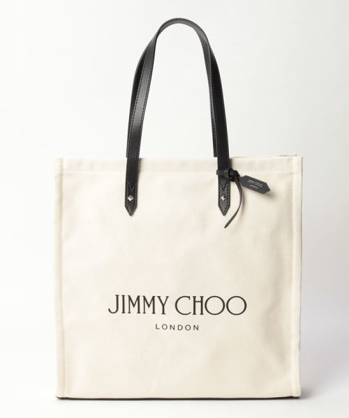 【JIMMY CHOO】ジミーチュウ トートバッグ LOGOTOTE FFQ キャンバスレザー BLACK 鞄 レディース