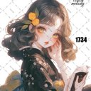 original sticker « no.1734 »     //     人物ステッカー オリジナルステッカー オリジナル人物ステッカー ステッカー cotton melody