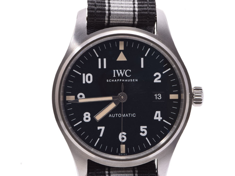 IWC SCHAFFHAUSEN アイダブリューシー シャフハウゼン パイロットウォッチ マーク18 メンズ SS/ナイロン 腕時計 自動巻き 黒文字盤 Aランク 中古 