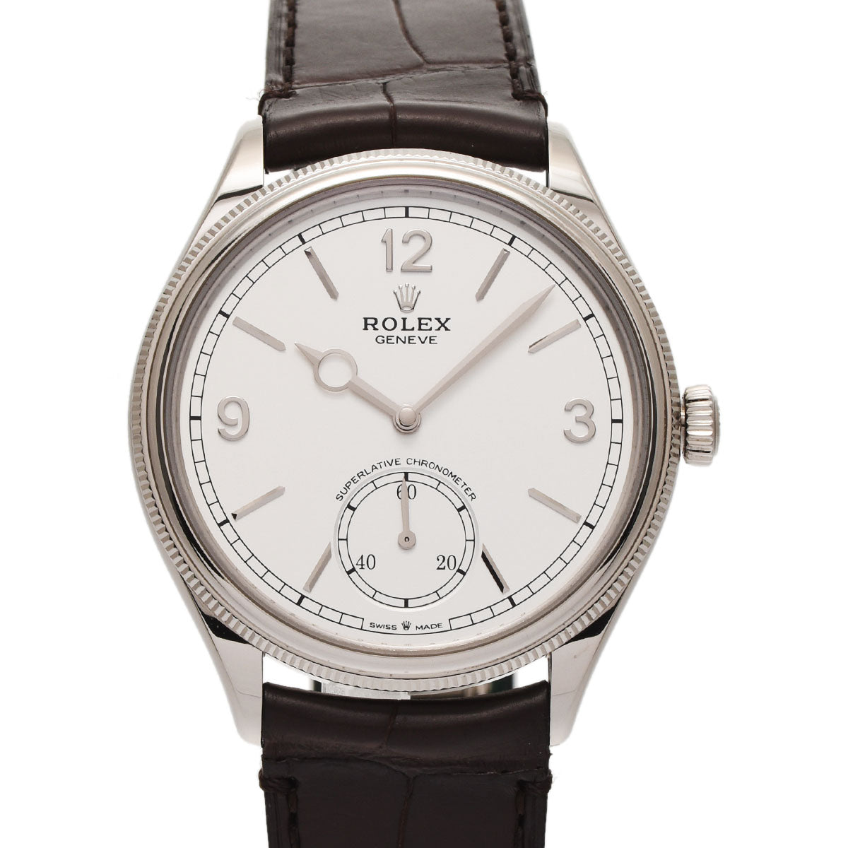 ROLEX ロレックス 1908 パーペチュアル 52509 メンズ WG/革 腕時計 自動巻き 白文字盤 Aランク 中古 