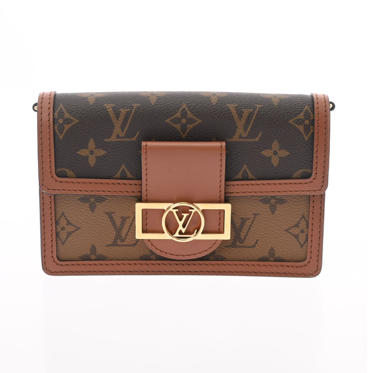 LOUIS VUITTON ルイヴィトン モノグラム リバース ポルトフォイユ ドーフィーヌ ブラウン M68746 レディース モノグラムリバースキャンバス ショルダーバッグ 新同 中古 