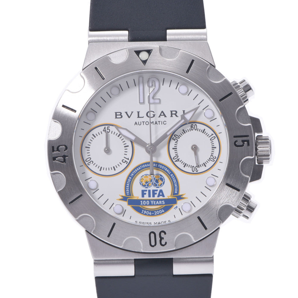 BVLGARI ブルガリ ディアゴノ スクーバ FIFA100周年記念モデル 999本 SCB38S メンズ SS/ラバー 腕時計 自動巻き 白文字盤 ABランク 中古 